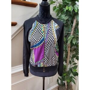 Milkyway Women Multicolor 100% Polyester Front Long Sleeve Casual Jacket Size M
